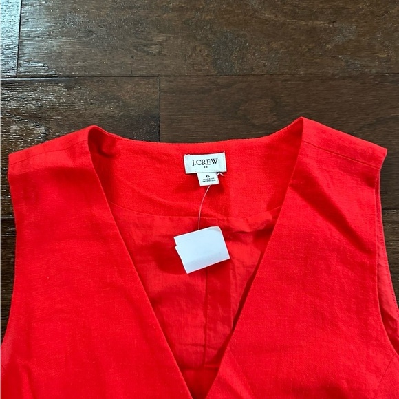 J.Crew-Button-front linen-blend vest, red size 6-NWT - Picture 6 of 15